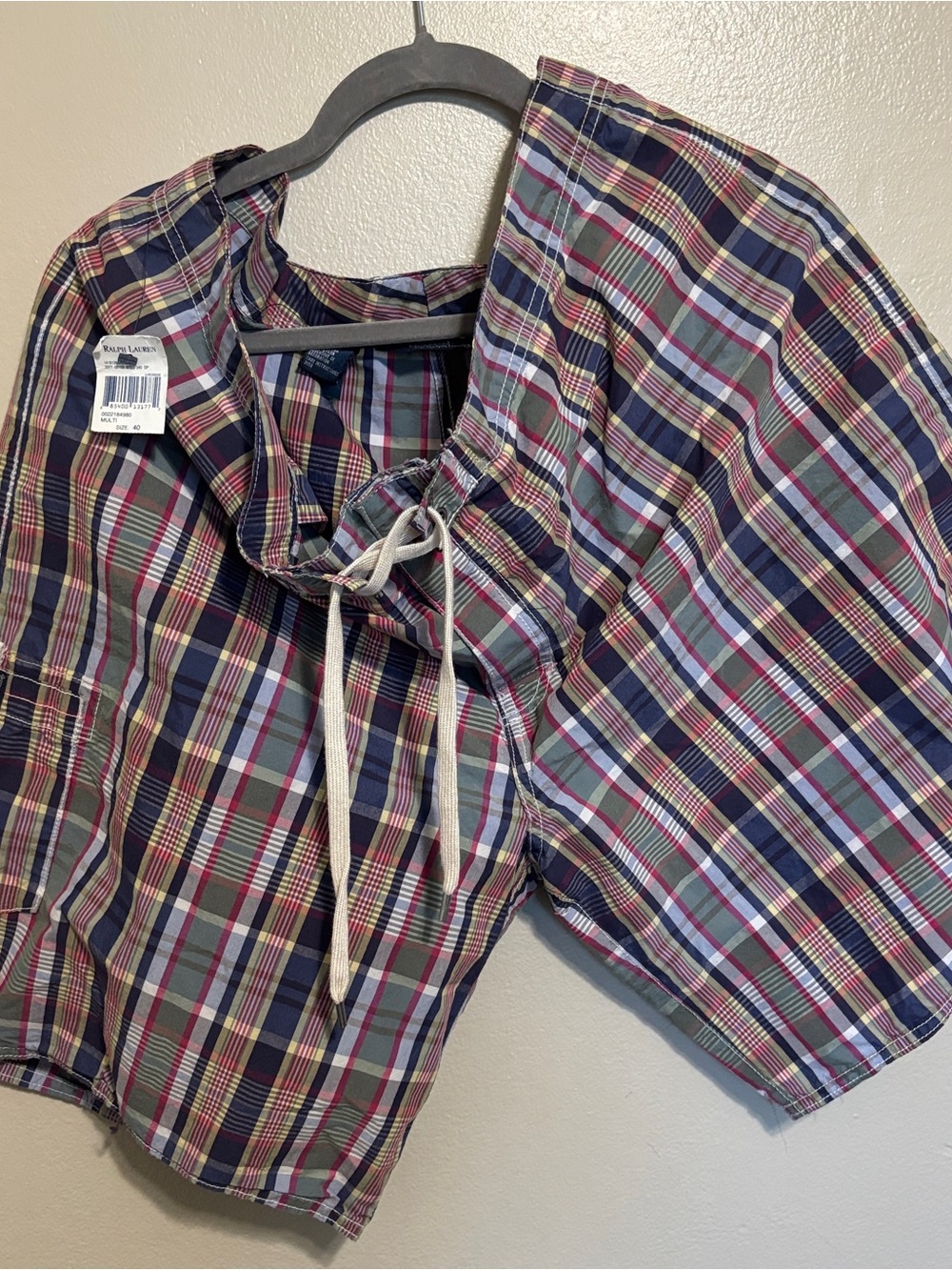 Polo Ralph Lauren Swim Trunks Men’s 40 Plaid Board Shorts Cargo Mesh Lining NWT